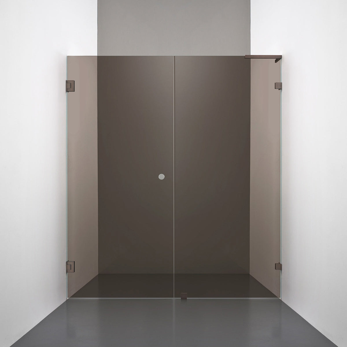 ROOH R4 Duschnisch, Brunfärgat glas, Bronze, handtag Hole, Höger 