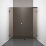 ROOH R4 Duschnisch Dörr+Vägg, Brunfärgat glas, Matte black, handtag Hole, Höger 
