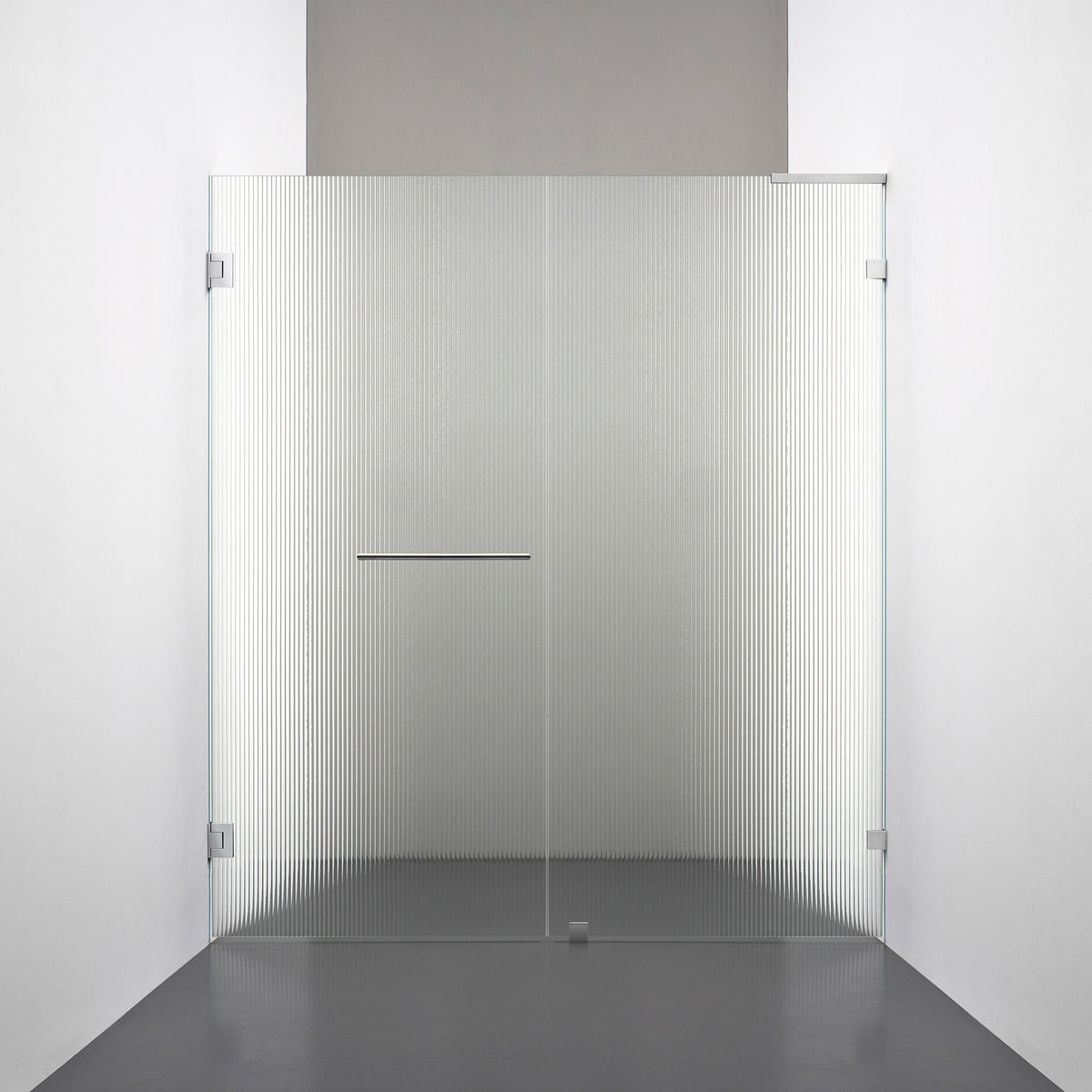 ROOH R4 Duschnisch, Räfflat glas, Chrome, handtag Towelbar, Höger 