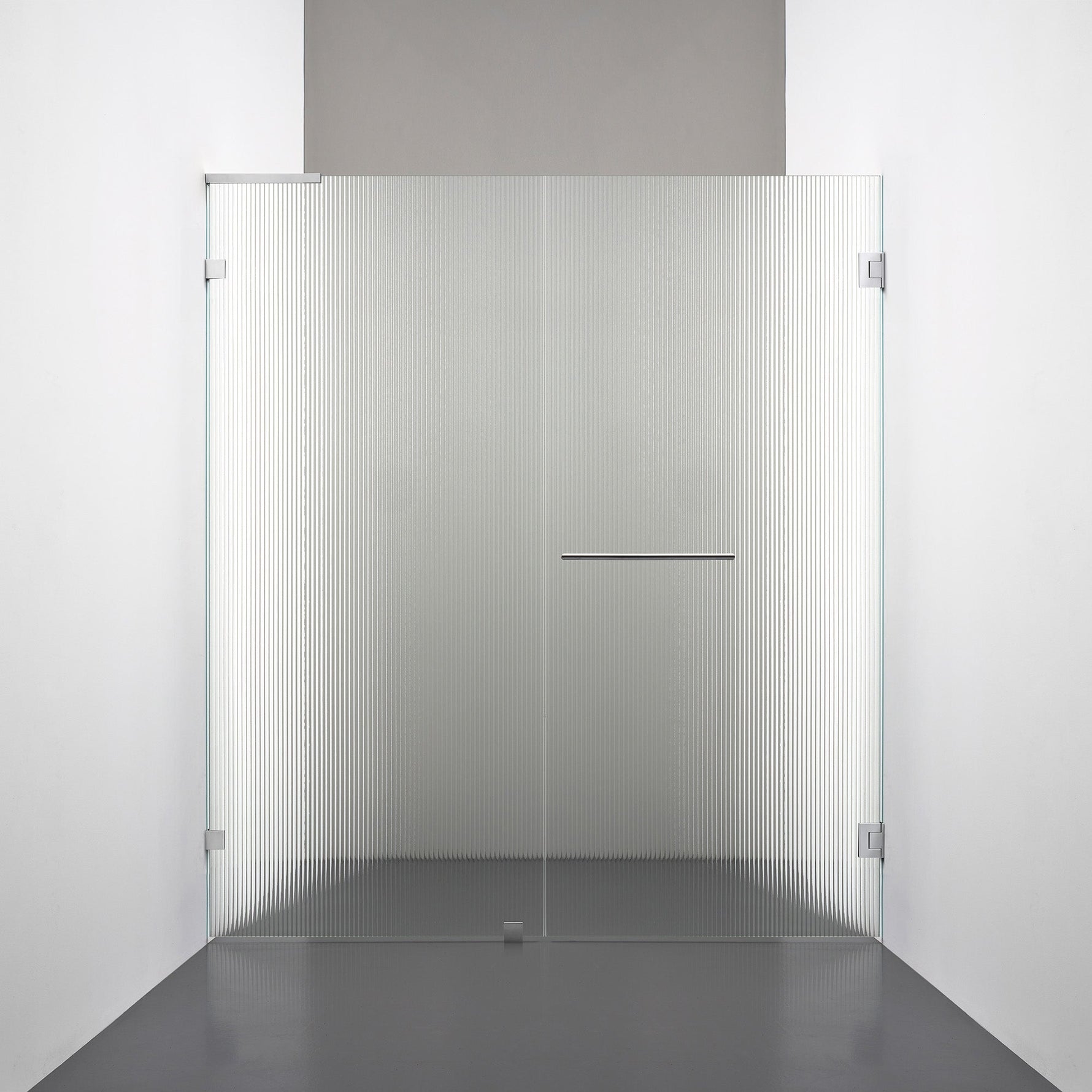 ROOH R4 Duschnisch, Räfflat glas, Chrome, handtag Towelbar, Vänster 