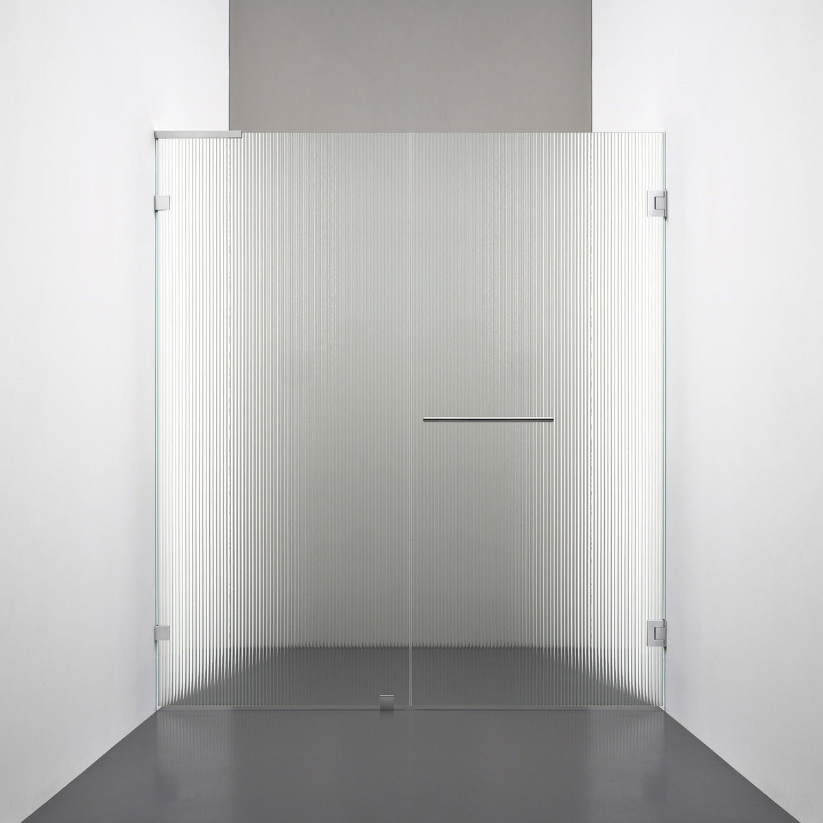 ROOH R4 Duschnisch Dörr+Vägg, Räfflat glas, Chrome, handtag Towelbar, Höger 