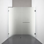 ROOH R4 Duschnisch Dörr+Vägg, Räfflat glas, Black chrome, handtag Towelbar, Höger 