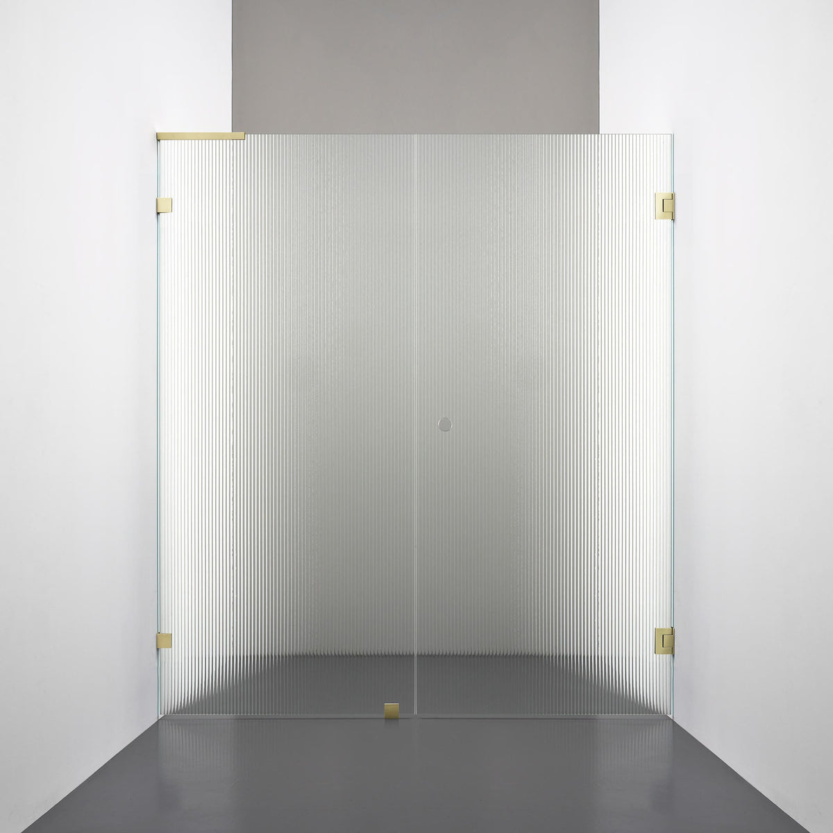 ROOH R4 Duschnisch, Räfflat glas, Honey gold, handtag Hole, Höger 
