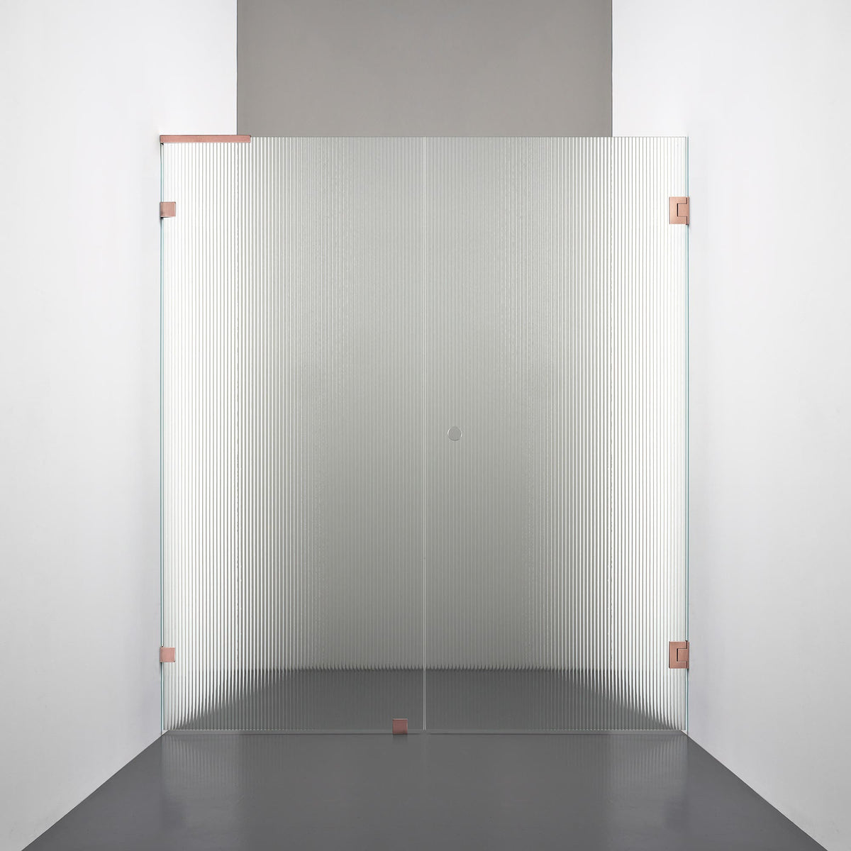 ROOH R4 Duschnisch, Räfflat glas, Copper, handtag Hole, Höger 