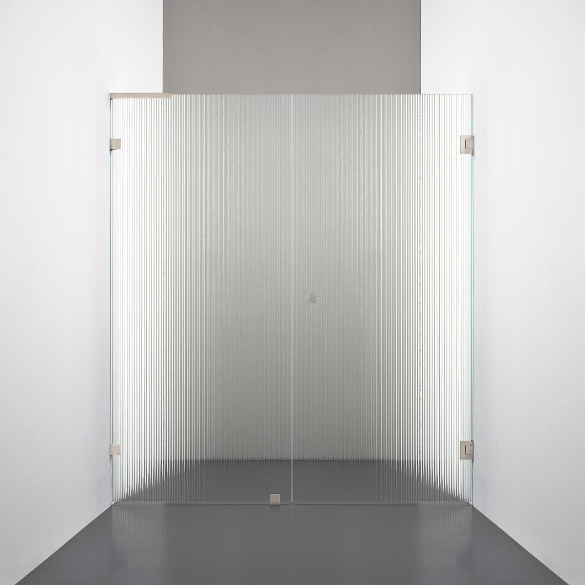 ROOH R4 Duschnisch Dörr+Vägg, Räfflat glas, Brushed Nickel, handtag Hole, Vänster 