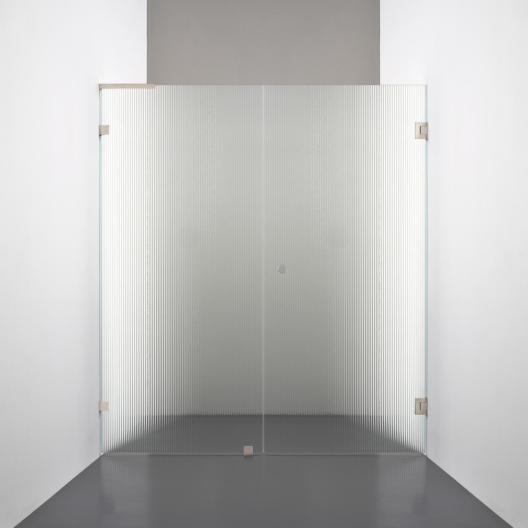 ROOH R4 Duschnisch, Räfflat glas, Brushed Nickel, handtag Hole, Höger 