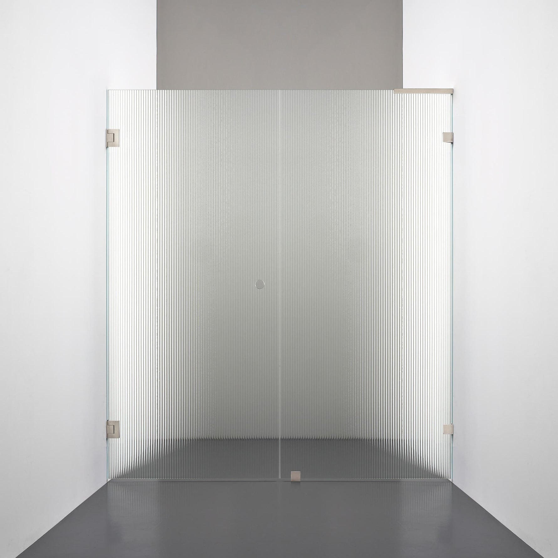 ROOH R4 Duschnisch Dörr+Vägg måttbeställd, Räfflat glas, Brushed Nickel, handtag Hole, Höger 