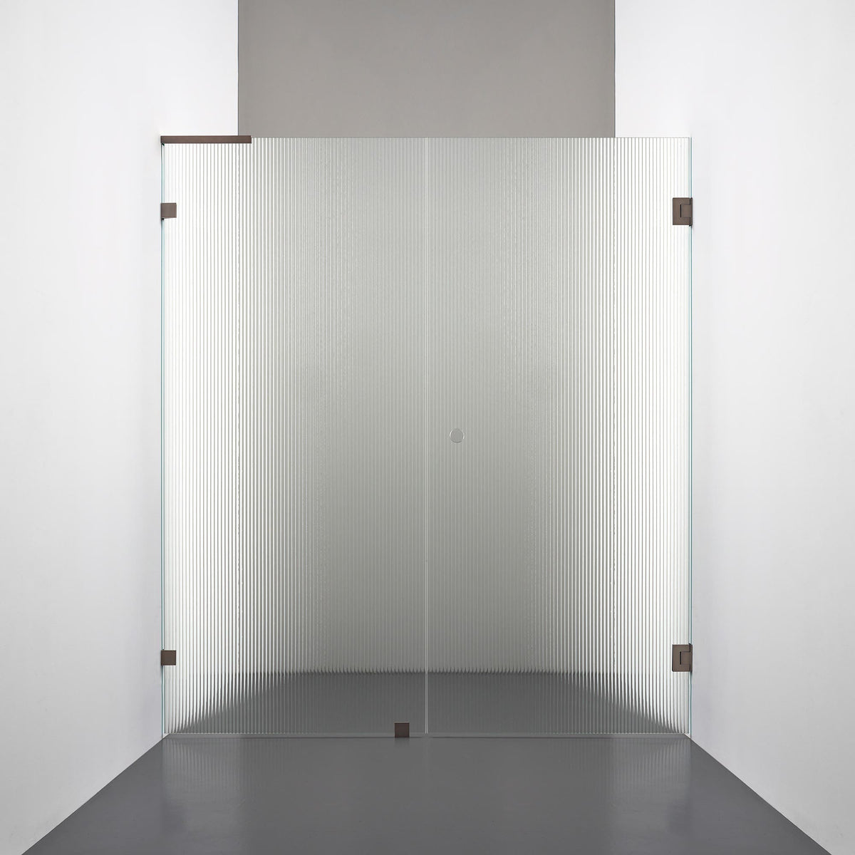 ROOH R4 Duschnisch, Räfflat glas, Bronze, handtag Hole, Höger 