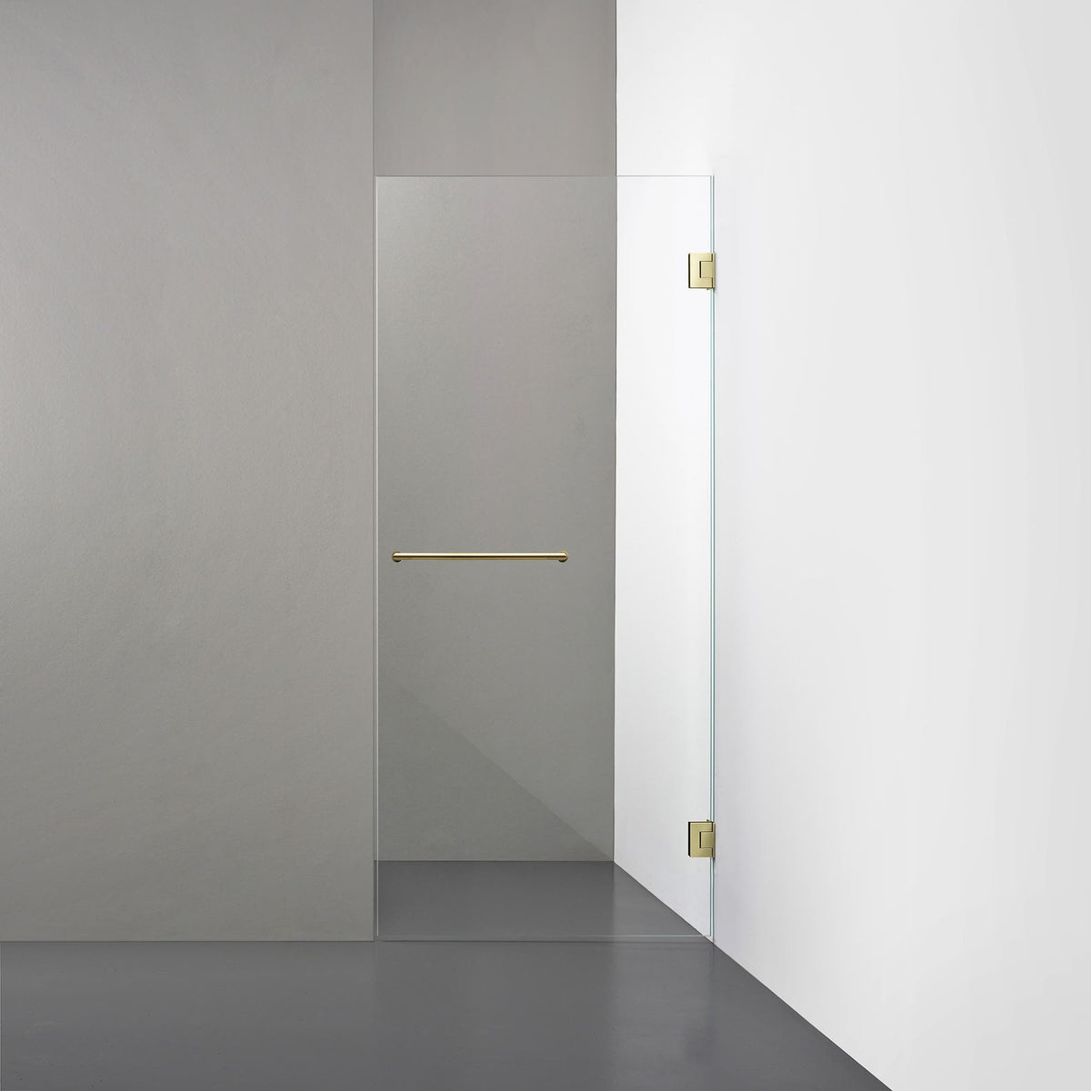 ROOH R4 Duschnisch Dörr, Klarglas, Honey gold, handtag Towelbar 
