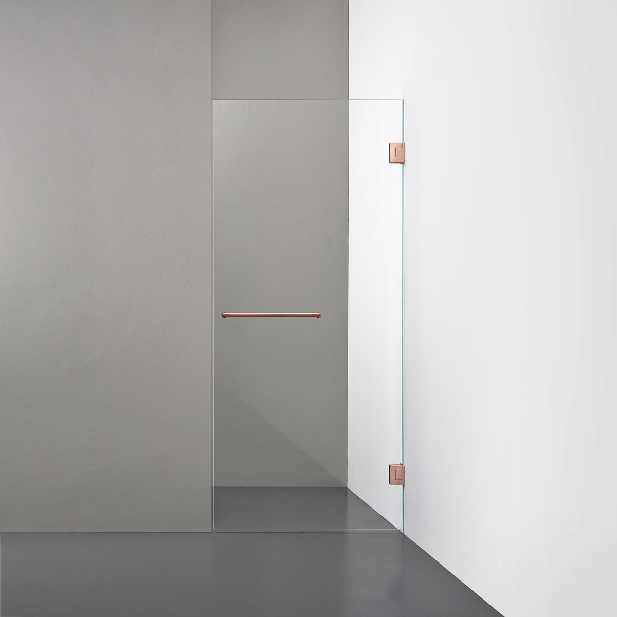 ROOH R4 Duschnisch Dörr, Klarglas, Copper, handtag Towelbar 