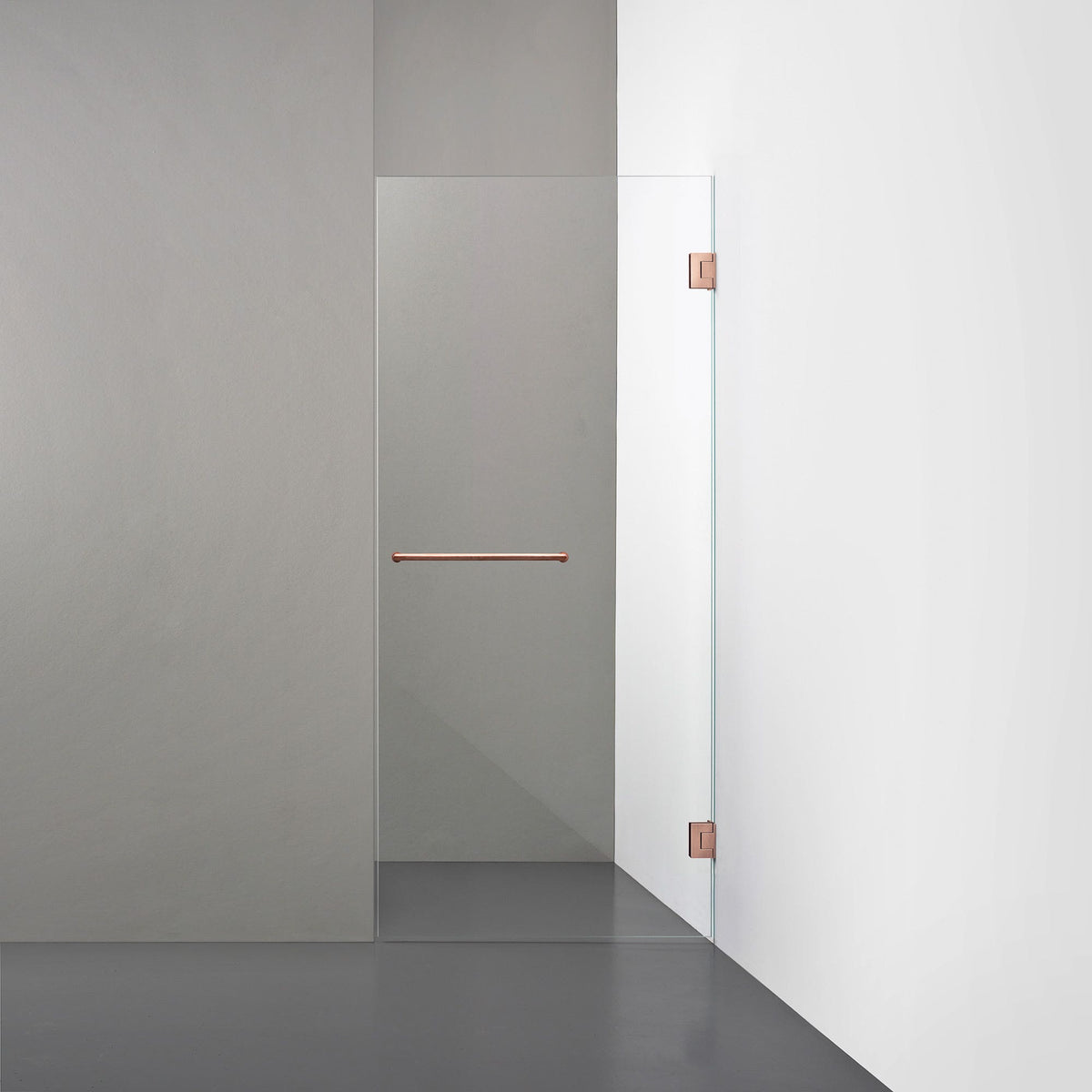 ROOH R4 Duschnisch Dörr, Klarglas, Copper, handtag Towelbar 