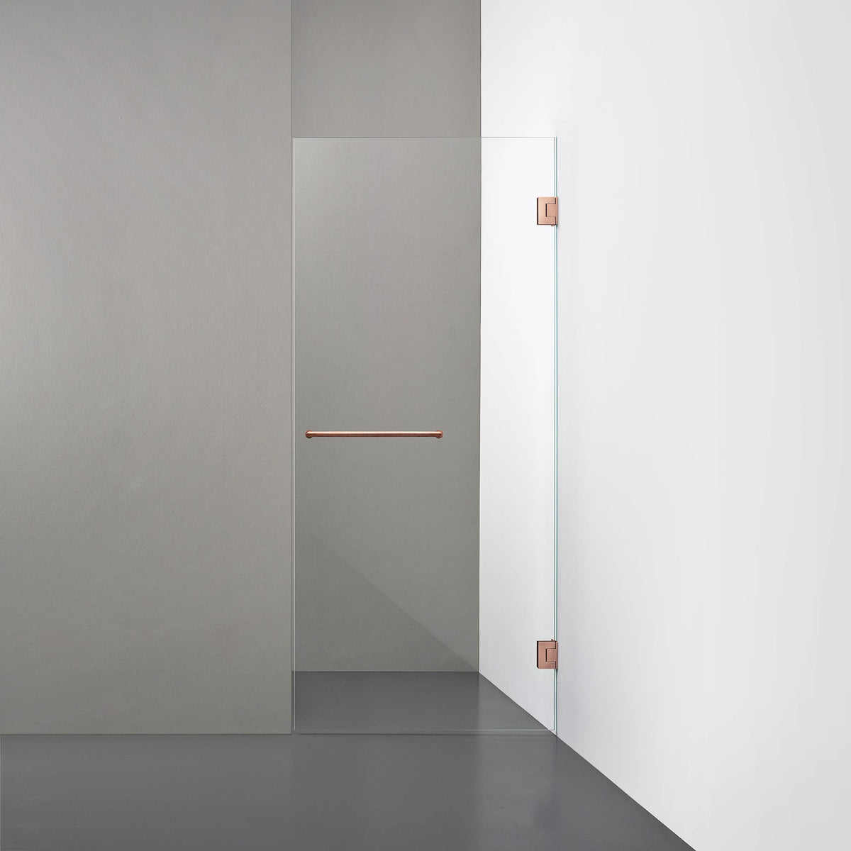 ROOH R4 Duschnisch Dörr, Klarglas, Copper, handtag Towelbar 