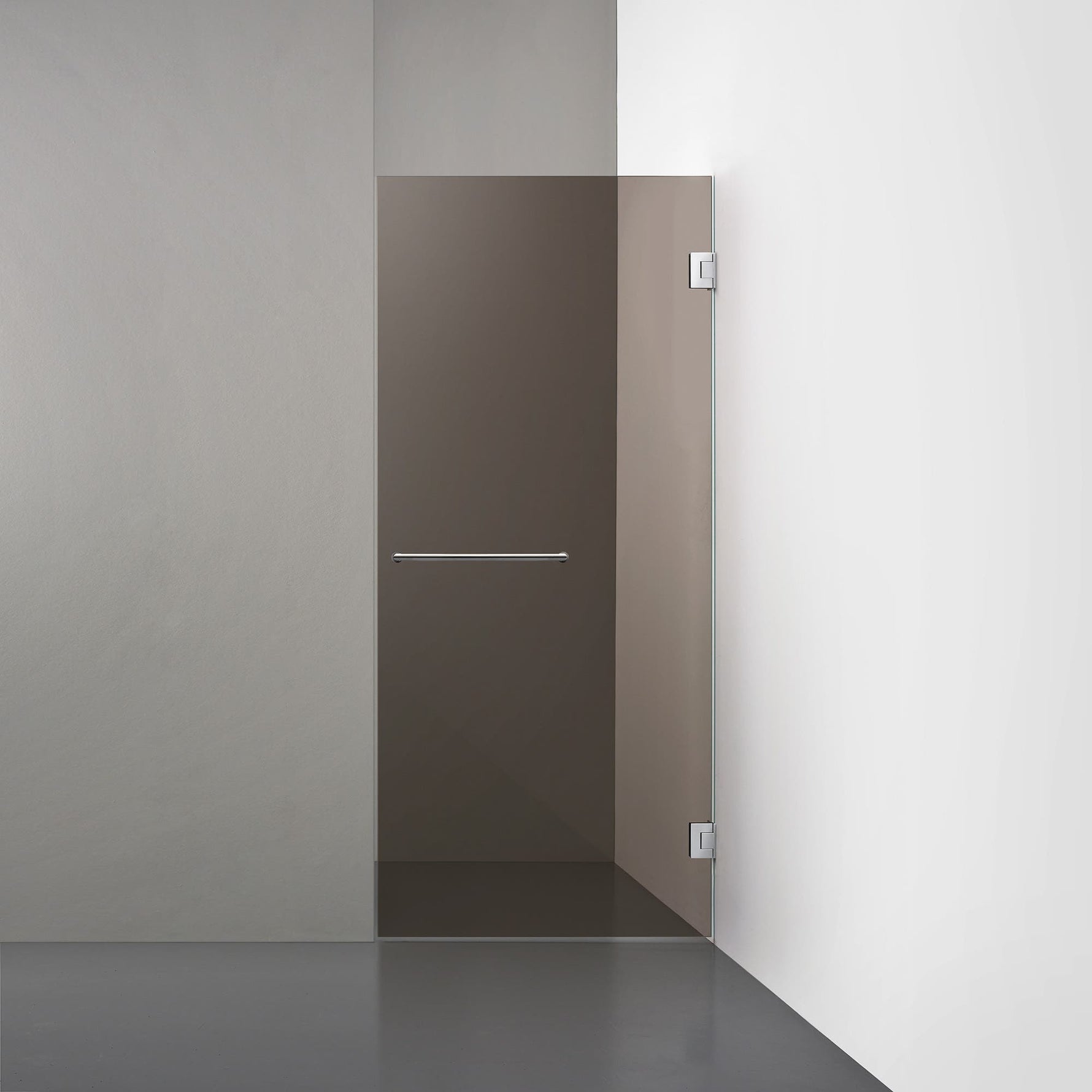 ROOH R4 Duschnisch Dörr, Brunfärgat glas, Chrome, handtag Towelbar 