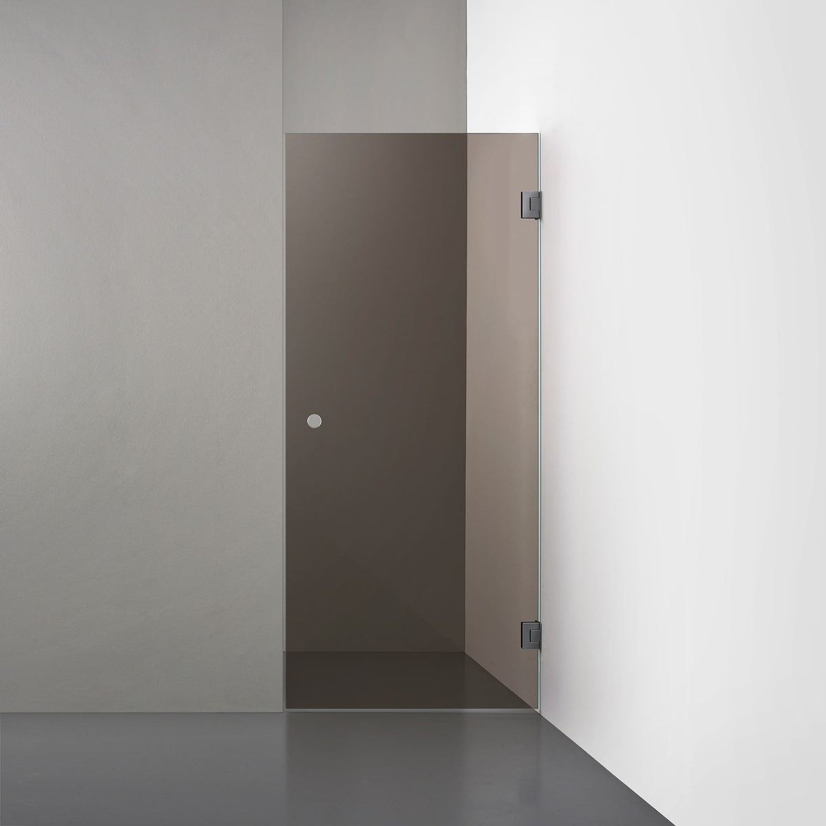 ROOH R4 Duschnisch Dörr, Brunfärgat glas, Black chrome, handtag Hole 