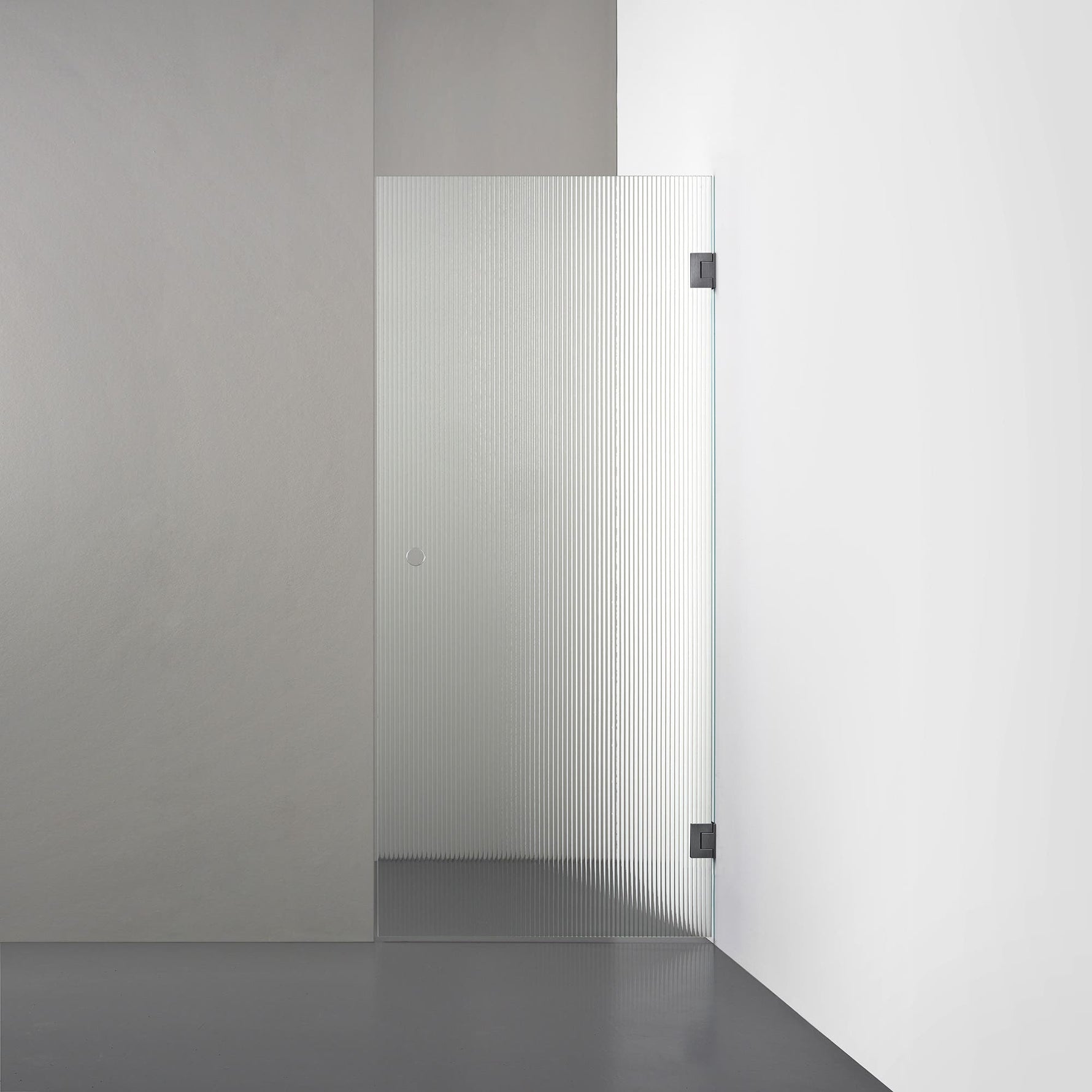 ROOH R4 Duschnisch Dörr, Räfflat glas, Br Bl Chrome, handtag Hole 