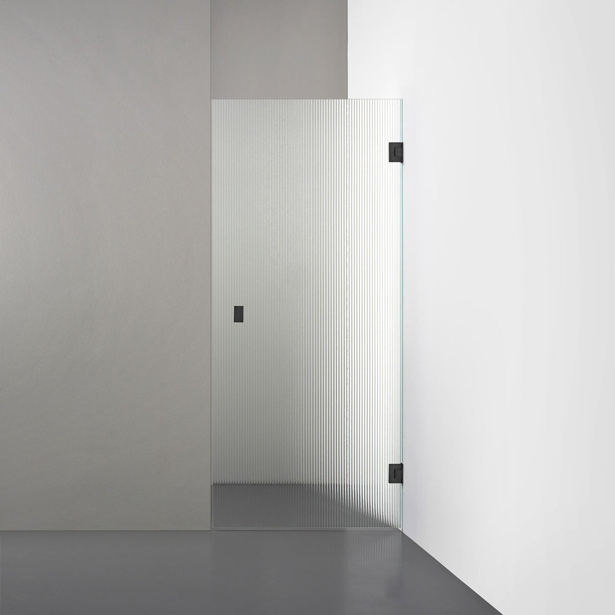 ROOH R4 Duschnisch Dörr, Räfflat glas, Matte black, handtag Knob 