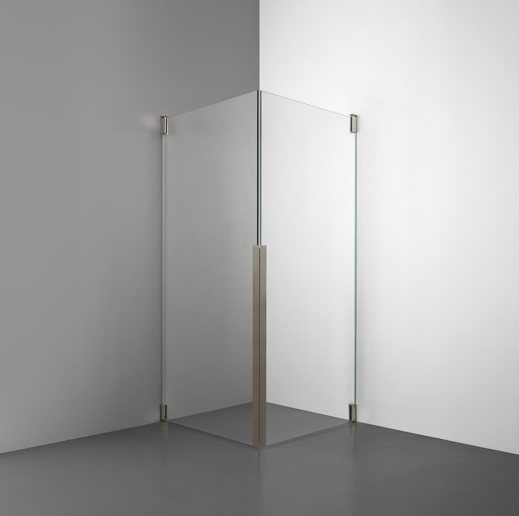 ROOH R2 Duschhörna Dörr+Dörr, Klarglas, Brushed Nickel måttbeställd 