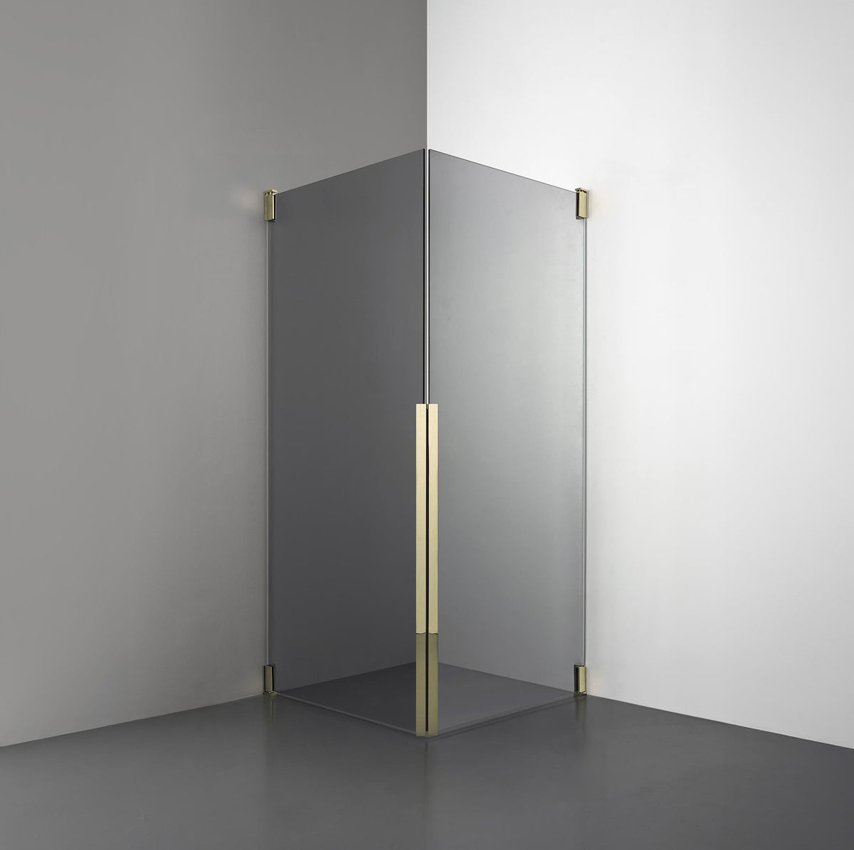 ROOH R2 Duschhörna Dörr+Dörr, Rökfärgat glas, Honey gold måttbeställd 