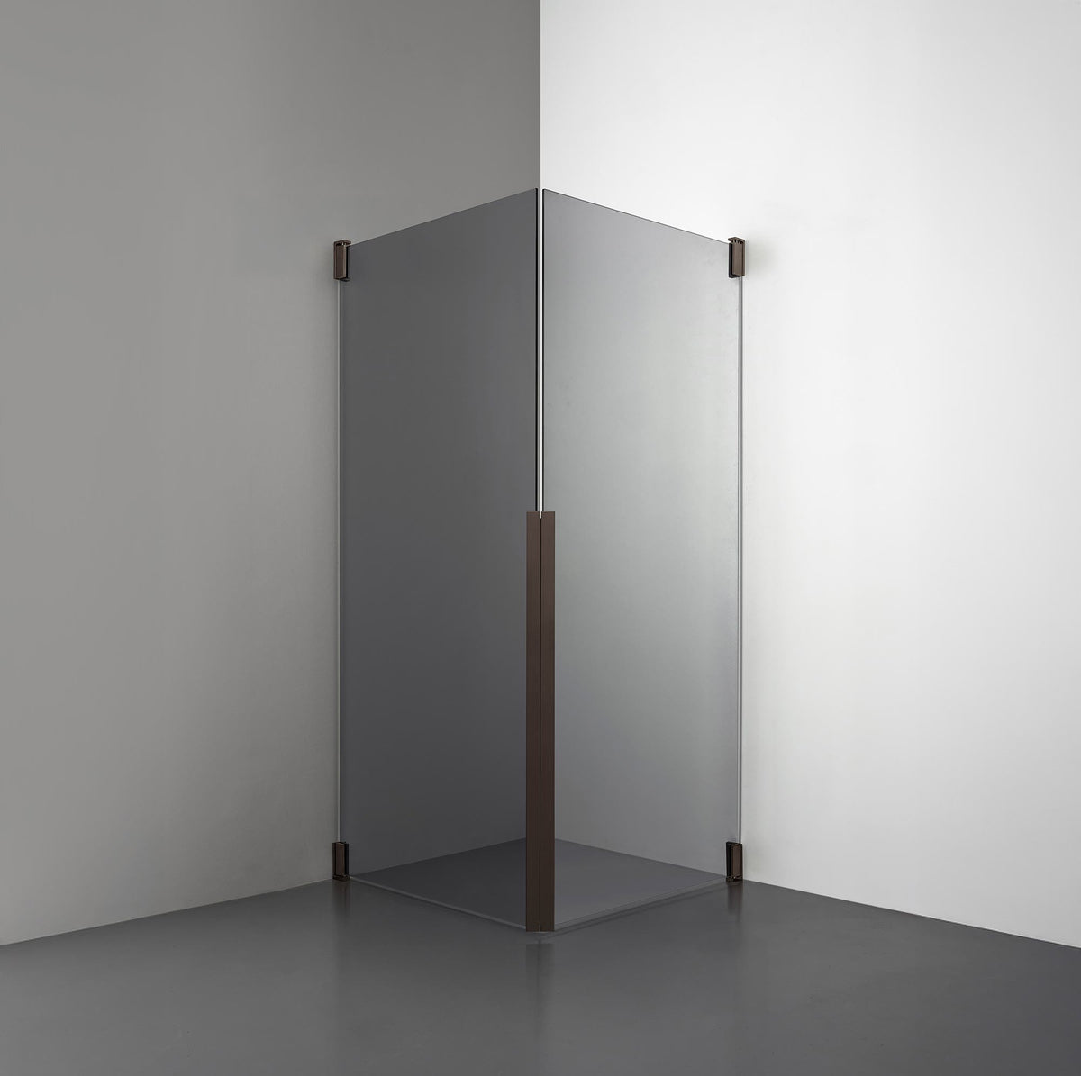 ROOH R2 Duschhörna Dörr+Dörr, Rökfärgat glas, Bronze måttbeställd 