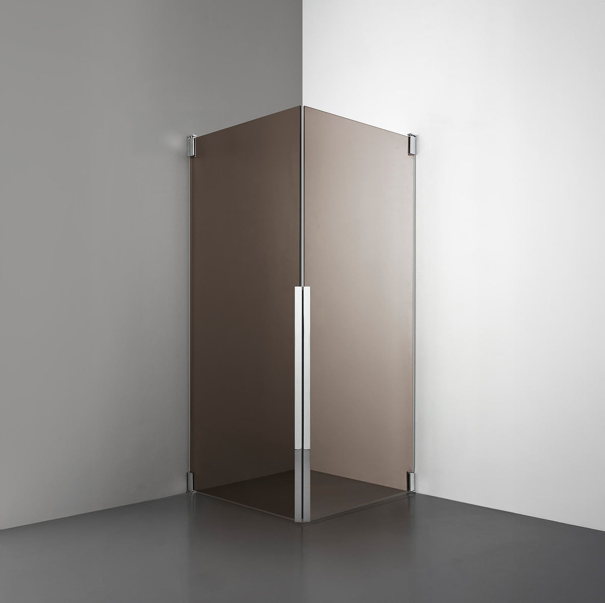 ROOH R2 Duschhörna Dörr+Dörr, Brunfärgat glas, Chrome måttbeställd 