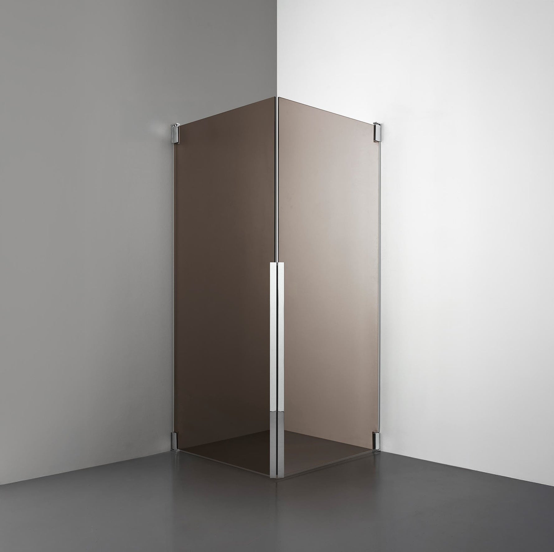 ROOH R2 Duschhörna Dörr+Dörr, Brunfärgat glas, Chrome måttbeställd 