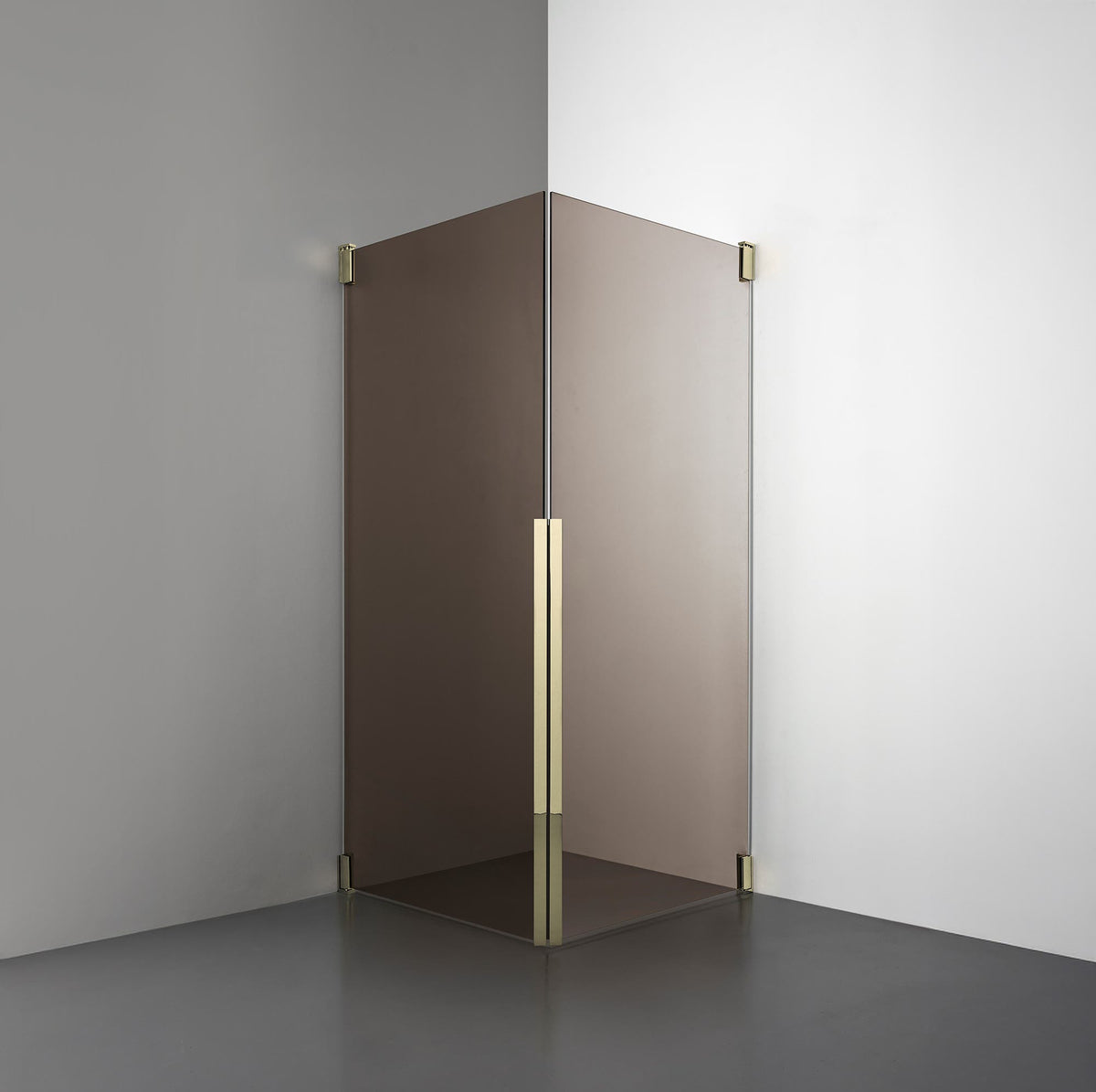 ROOH R2 Duschhörna Dörr+Dörr, Brunfärgat glas, Honey gold måttbeställd 