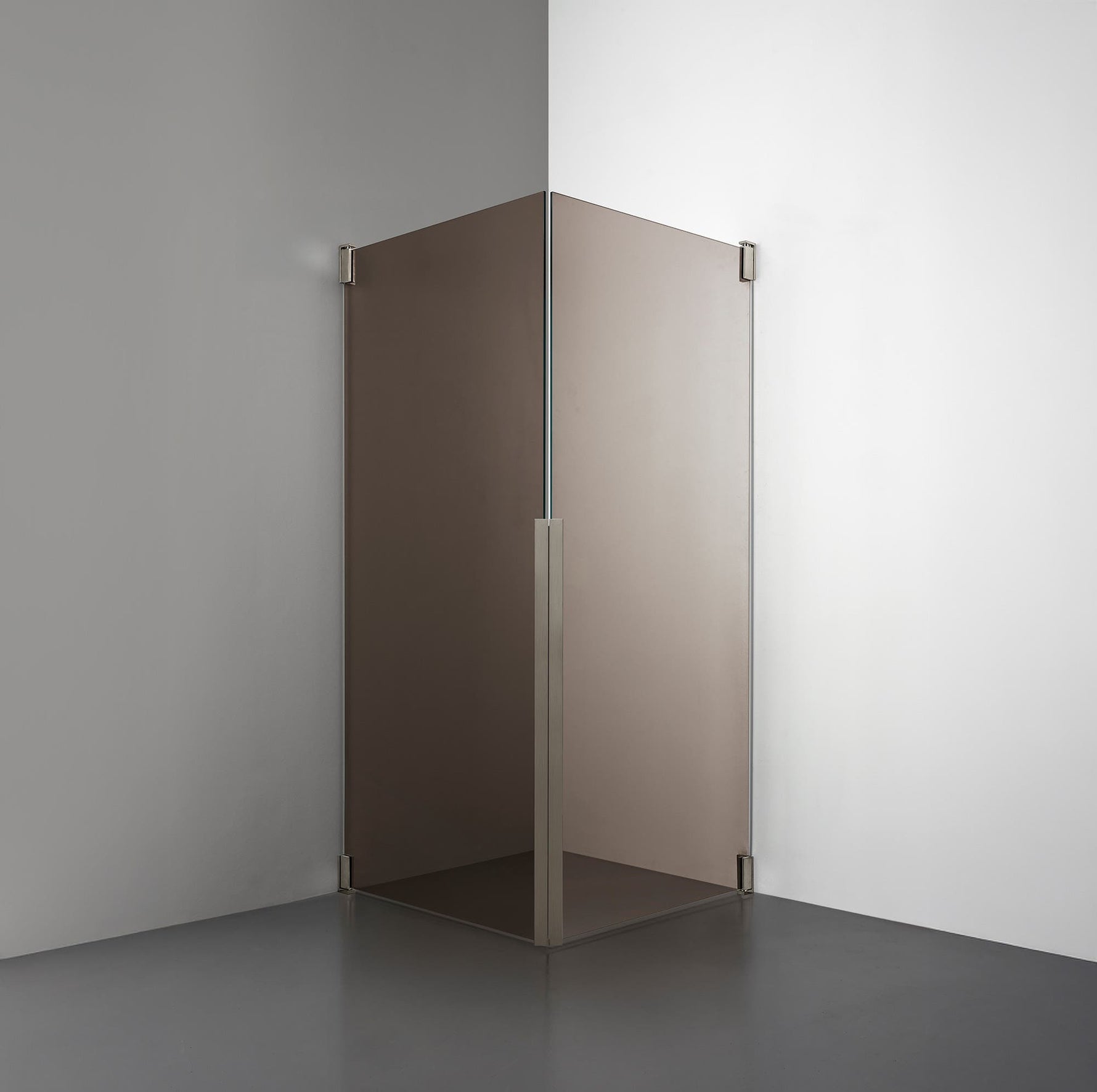 ROOH R2 Duschhörna Dörr+Dörr, Brunfärgat glas, Brushed Nickel 