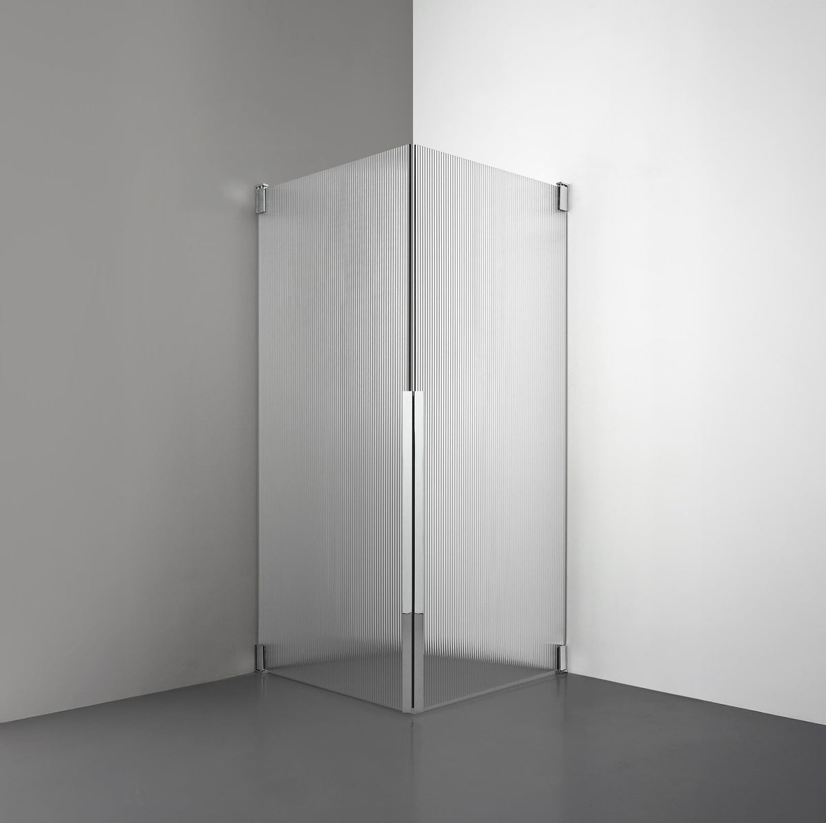 ROOH R2 Duschhörna Dörr+Dörr, Räfflat glas, Chrome måttbeställd 
