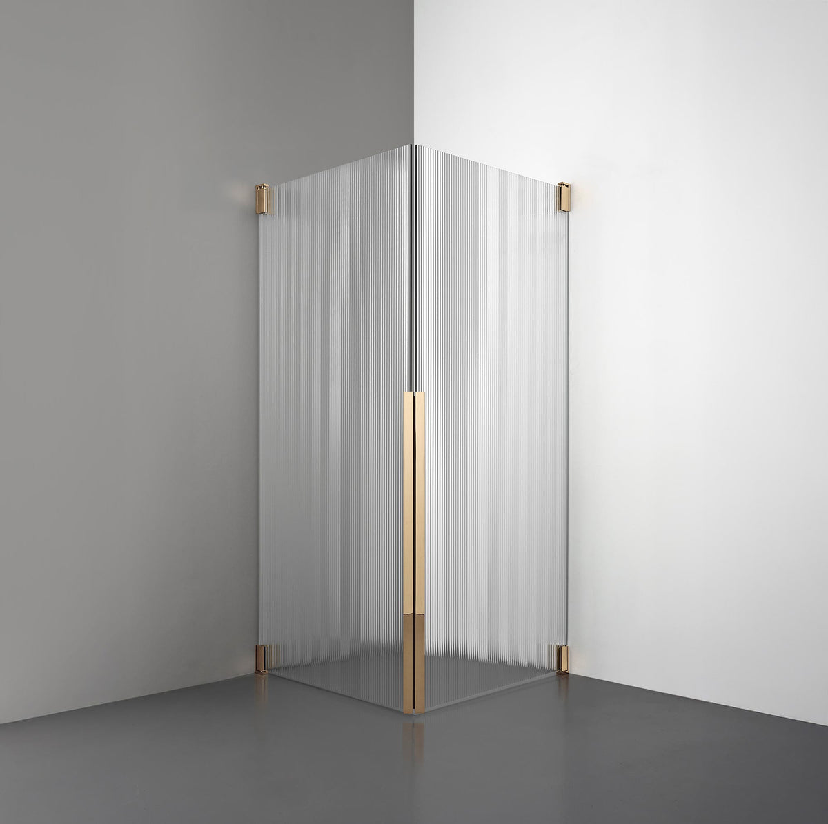 ROOH R2 Duschhörna Dörr+Dörr, Räfflat glas, Brass måttbeställd 