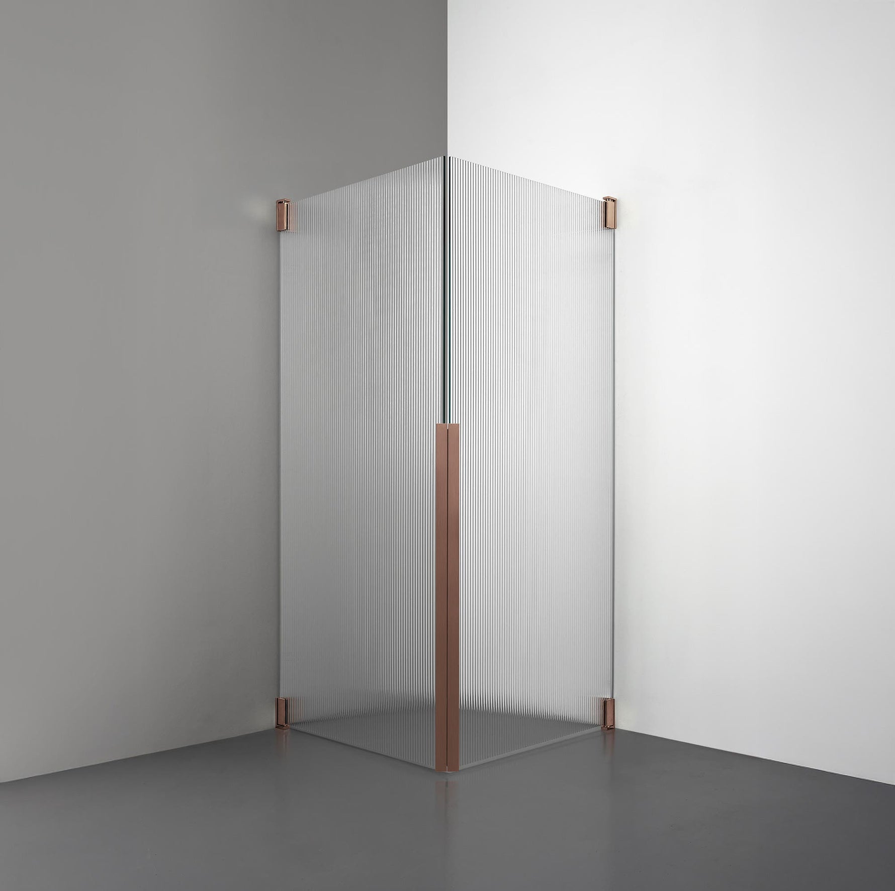 ROOH R2 Duschhörna Dörr+Dörr, Räfflat glas, Copper måttbeställd 