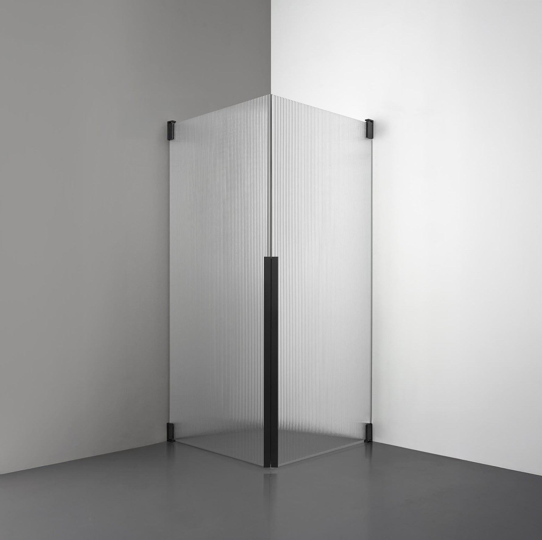 ROOH R2 Duschhörna Dörr+Dörr, Räfflat glas, Matte black 