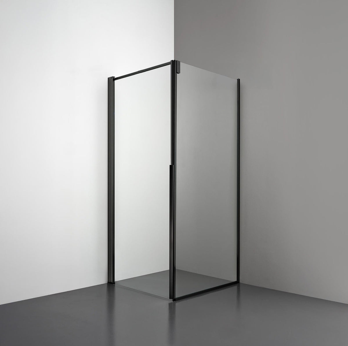 ROOH R3 Duschhörna Dörr+Vägg, Klarglas, Matte black, Dörr höger + Fast glas vänster måttbeställd 