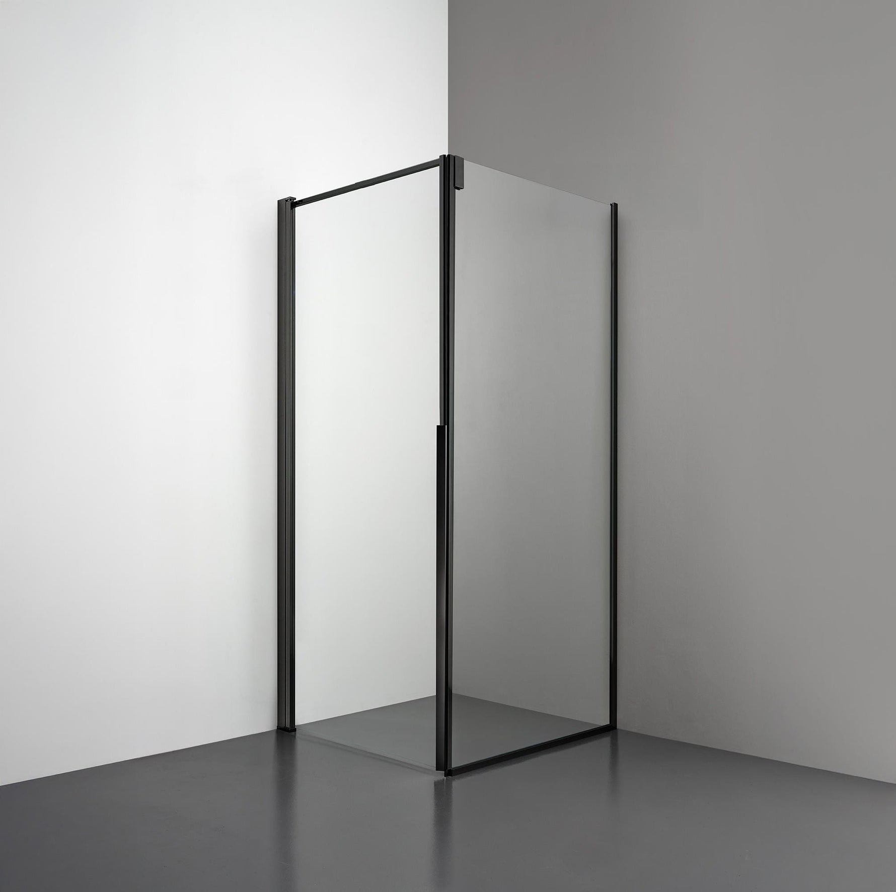 ROOH R3 Duschhörna Dörr+Vägg, Klarglas, Matte black, Dörr höger + Fast glas vänster måttbeställd 