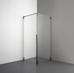 ROOH R2 Duschhörna Dörr+Vägg, Klarglas, Black chrome, Dörr vänster + Fast glas höger måttbeställd 