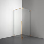 ROOH R2 Duschhörna Dörr+Vägg, Klarglas, Brass, Dörr vänster + Fast glas höger måttbeställd 