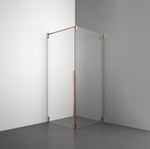 ROOH R2 Duschhörna Dörr+Vägg, Klarglas, Copper, Dörr vänster + Fast glas höger måttbeställd 