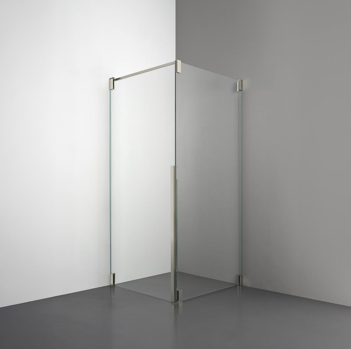 ROOH R2 Duschhörna Dörr+Vägg, Klarglas, Brushed Nickel, Vänster 