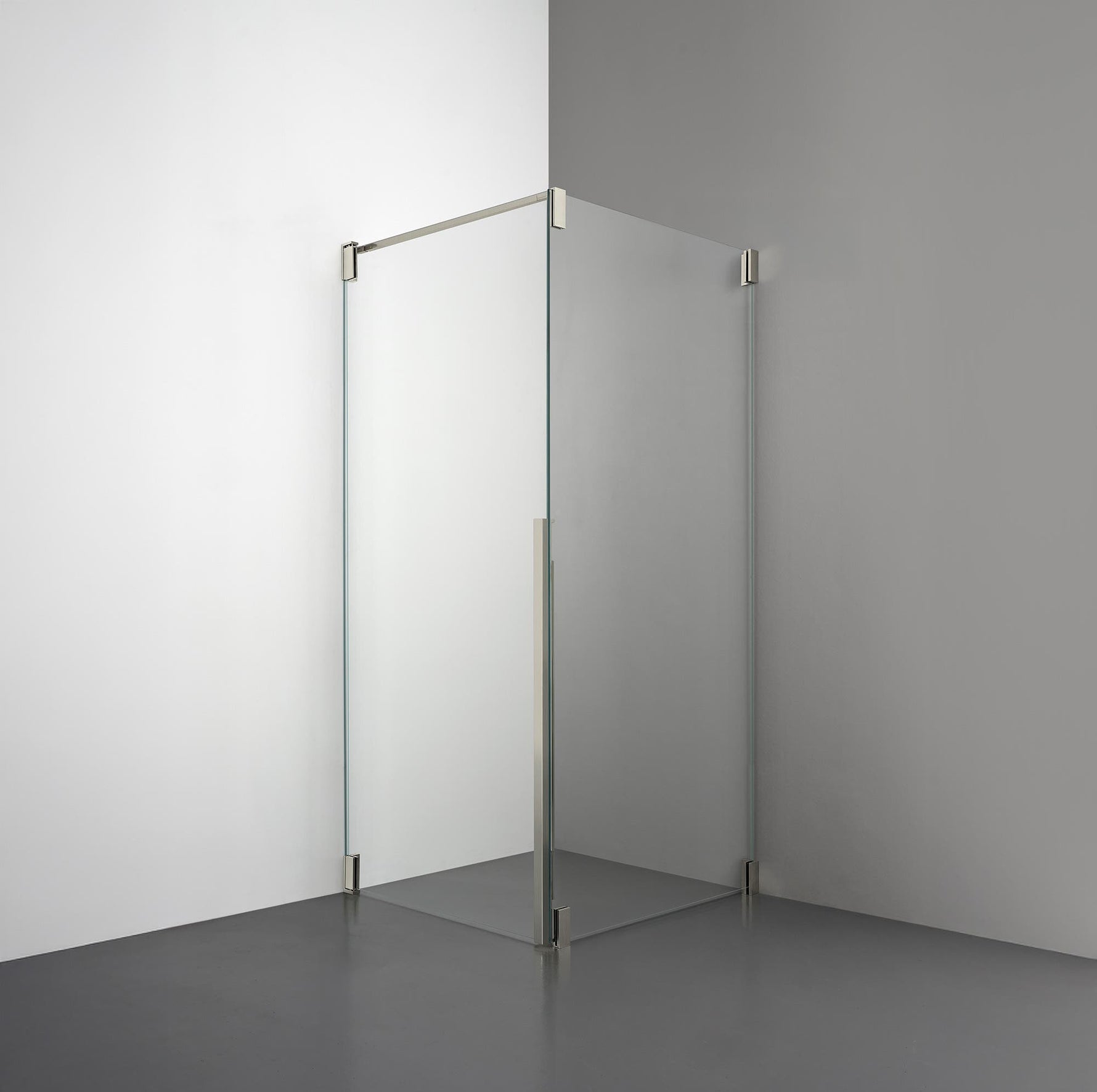 ROOH R2 Duschhörna Dörr+Vägg, Klarglas, Brushed Nickel, Vänster 