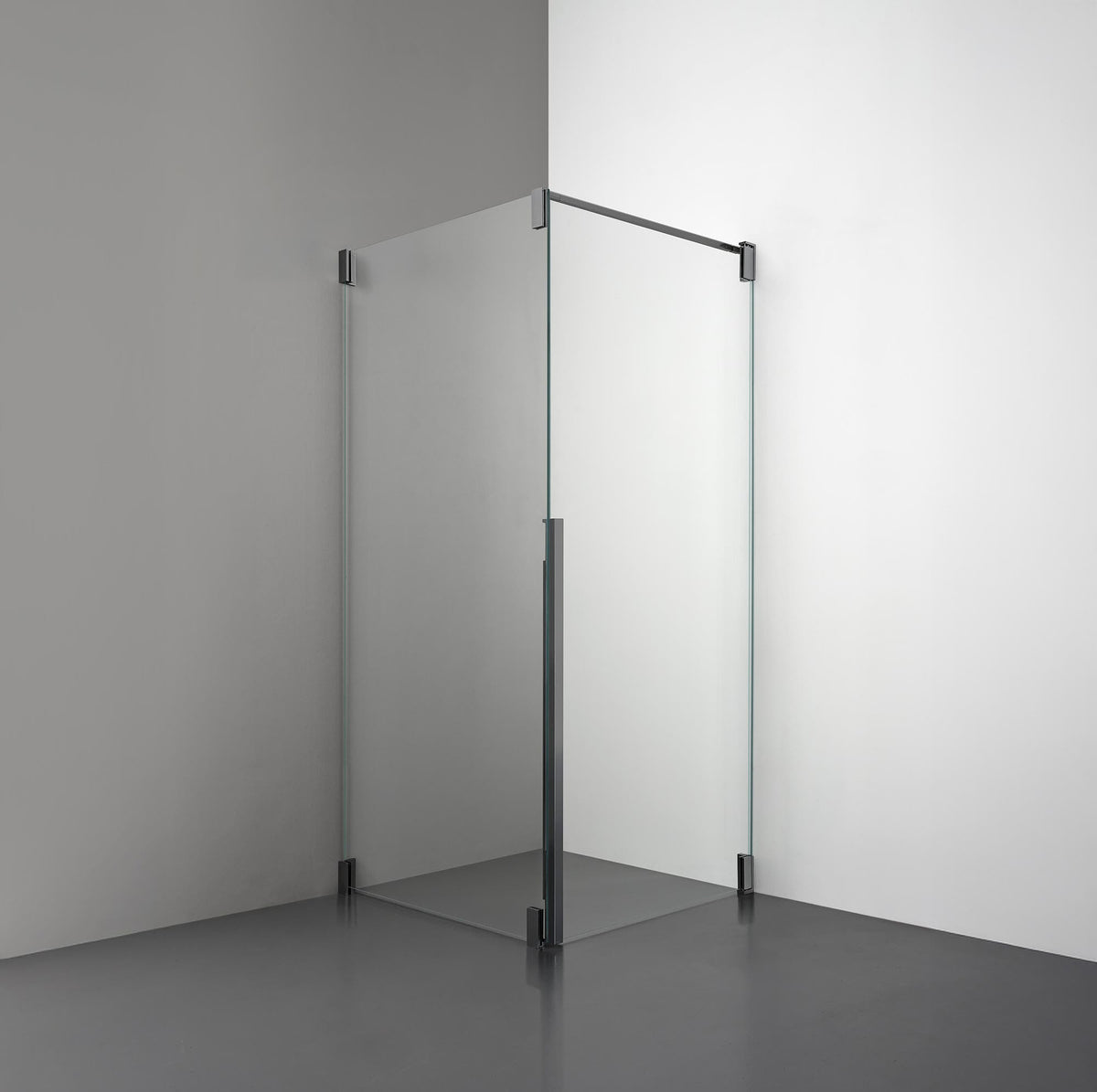 ROOH R2 Duschhörna Dörr+Vägg, Klarglas, Br Bl Chrome, Dörr höger + Fast glas vänster måttbeställd 