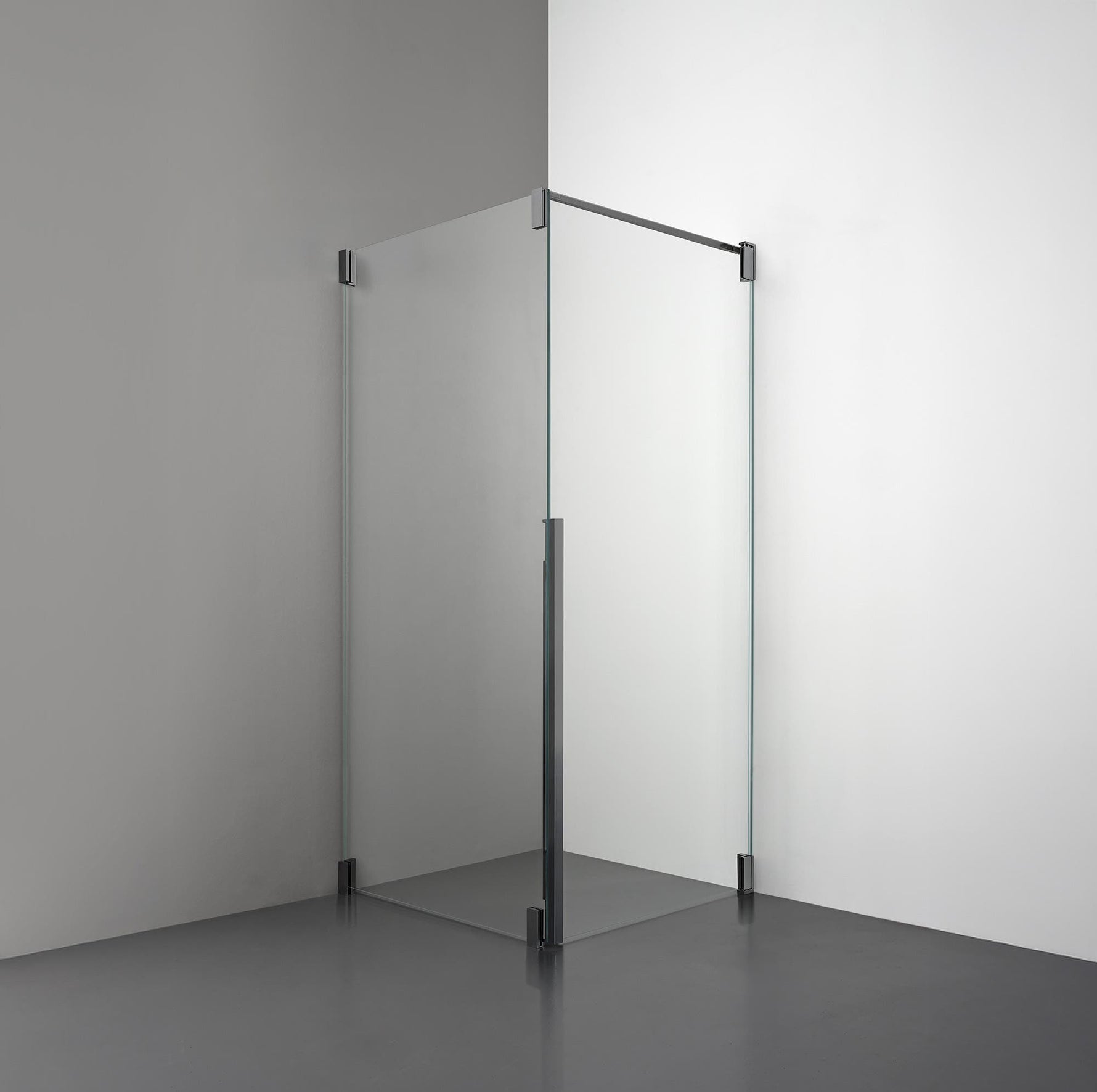 ROOH R2 Duschhörna Dörr+Vägg, Klarglas, Br Bl Chrome, Dörr höger + Fast glas vänster måttbeställd 