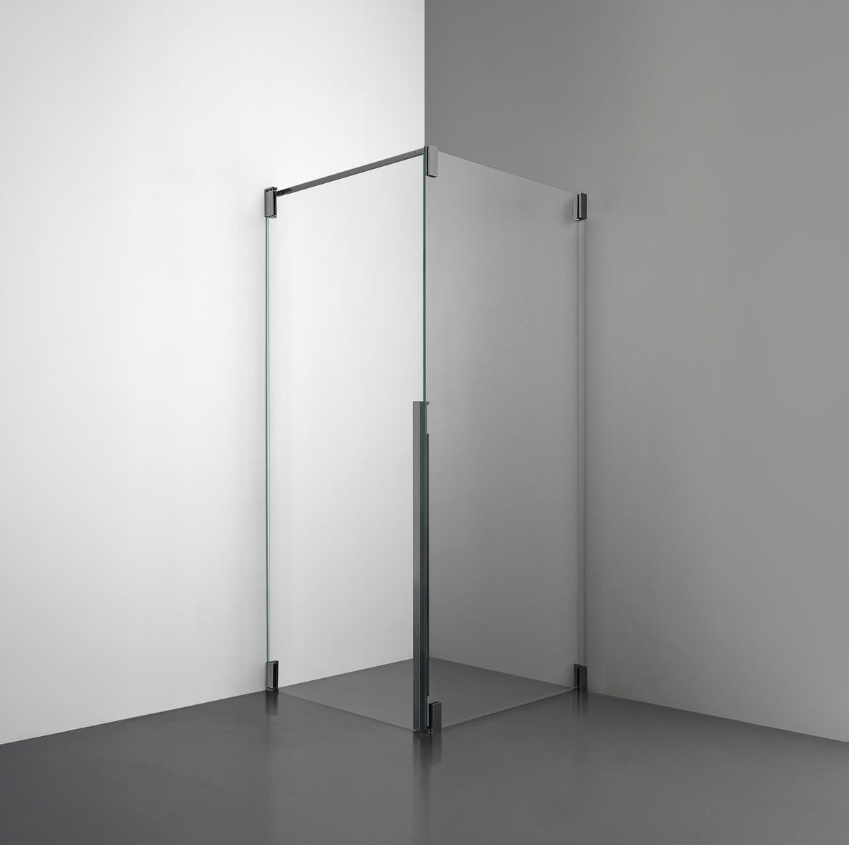 ROOH R2 Duschhörna Dörr+Vägg, Klarglas, Br Bl Chrome, Dörr vänster + Fast glas höger måttbeställd 