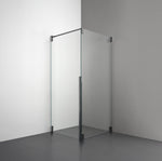 ROOH R2 Duschhörna Dörr+Vägg, Klarglas, Br Bl Chrome, Dörr vänster + Fast glas höger måttbeställd 