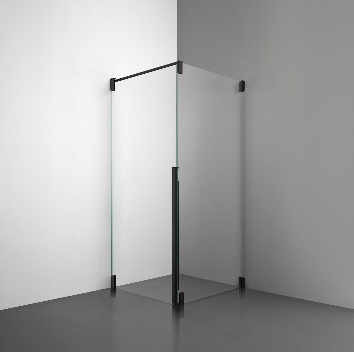 ROOH R2 Duschhörna Dörr+Vägg, Klarglas, Matte black, Vänster 