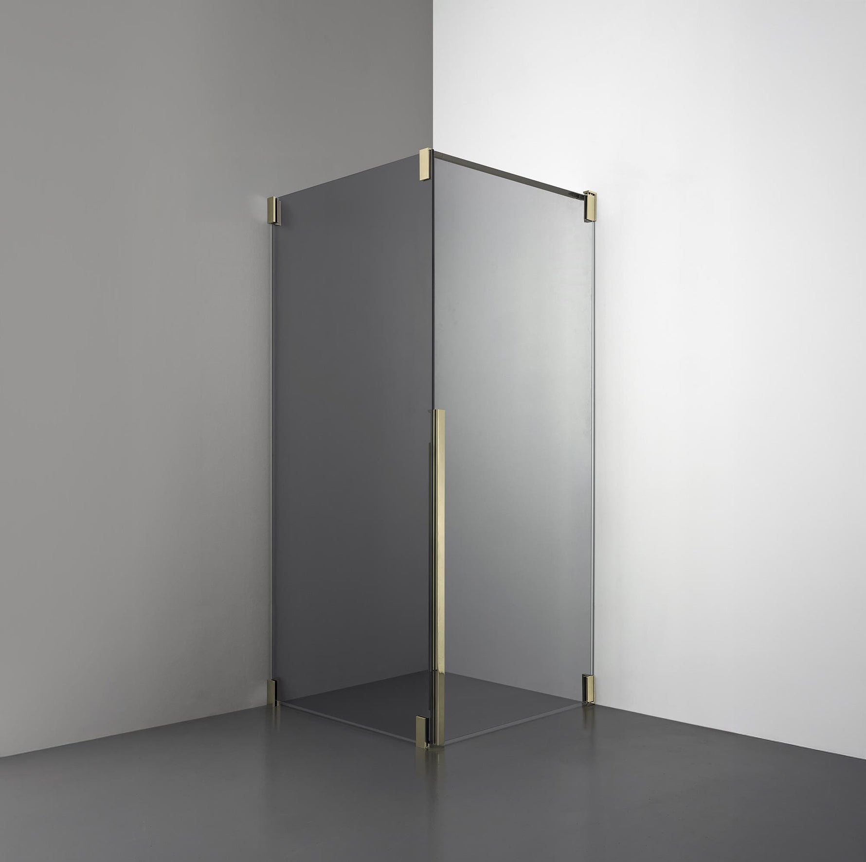 ROOH R2 Duschhörna Dörr+Vägg, Rökfärgat glas, Honey gold, Höger 