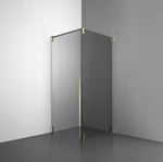 ROOH R2 Duschhörna Dörr+Vägg, Rökfärgat glas, Honey gold, Dörr vänster + Fast glas höger måttbeställd 