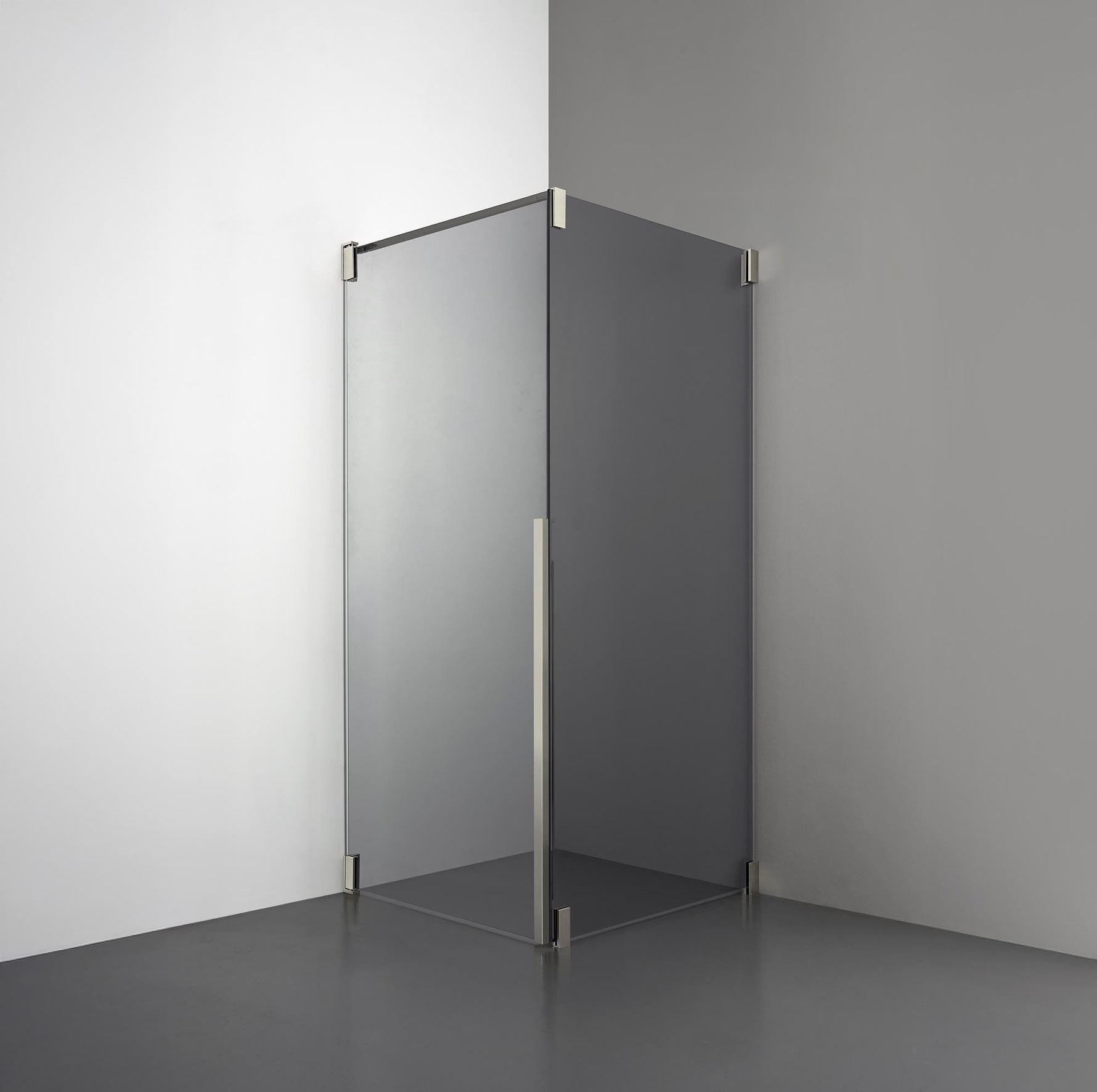 ROOH R2 Duschhörna Dörr+Vägg, Rökfärgat glas, Brushed Nickel, Vänster 