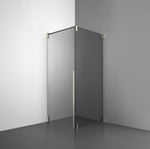 ROOH R2 Duschhörna Dörr+Vägg, Rökfärgat glas, Brushed Nickel, Dörr vänster + Fast glas höger måttbeställd 