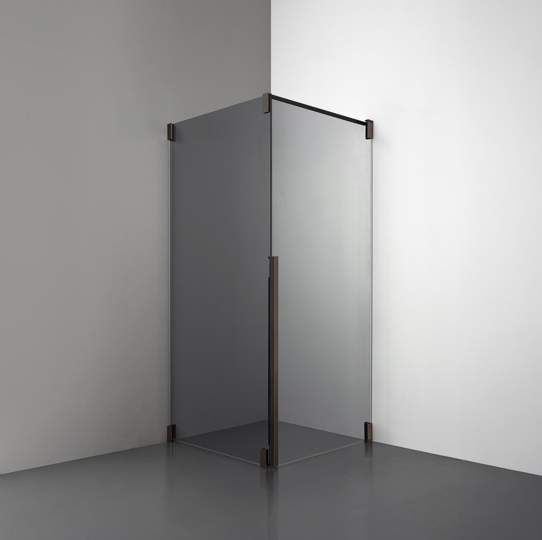 ROOH R2 Duschhörna Dörr+Vägg, Rökfärgat glas, Bronze, Höger 