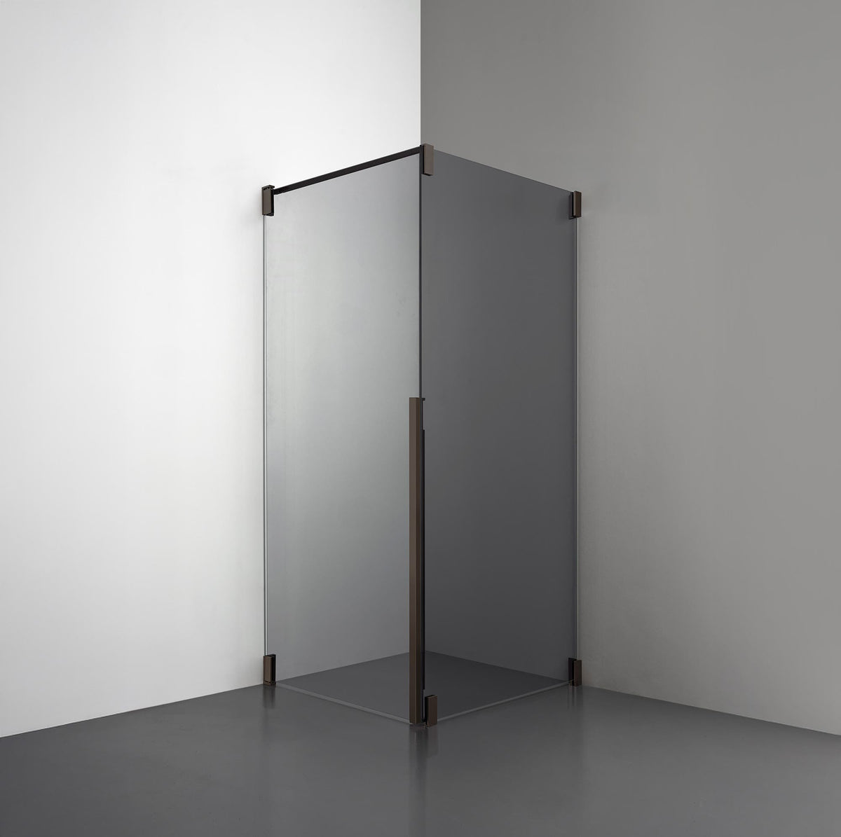 ROOH R2 Duschhörna Dörr+Vägg, Rökfärgat glas, Bronze, Vänster 