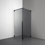 ROOH R2 Duschhörna Dörr+Vägg, Rökfärgat glas, Matte black, Dörr vänster + Fast glas höger måttbeställd 